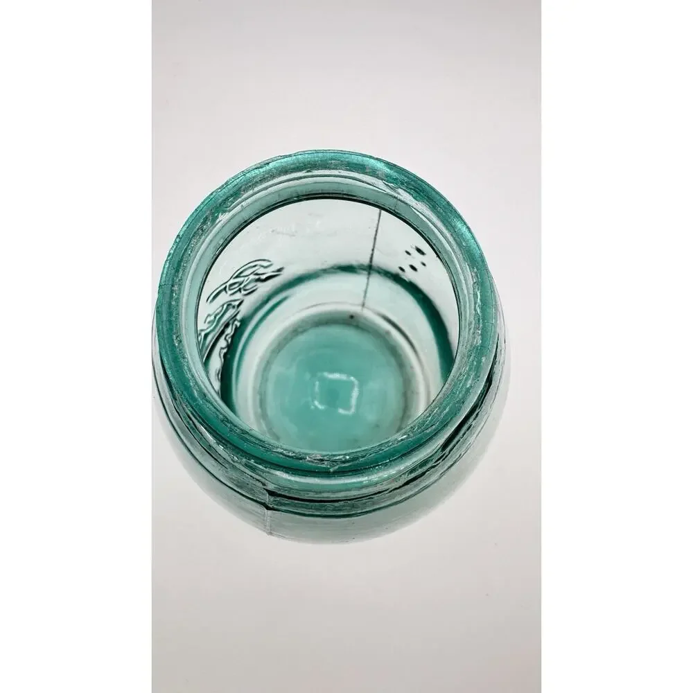 Vintage Ball Mason Jar Aqua Blue Glass Zinc Lid Early 1900s Lots of Bubbles RARE
